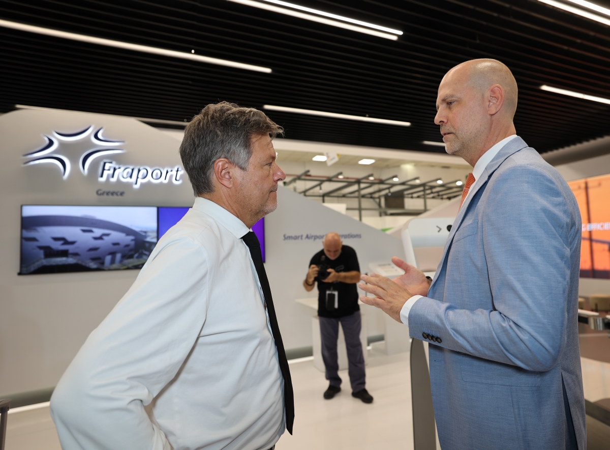 German Vice-Chancellor Robert Habeck with Alexander Zinell, CEO of Fraport Greece.